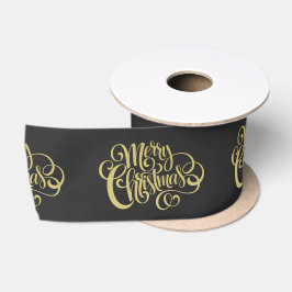 Frohe Weihnachten Elegant Gold Script Black Satinband