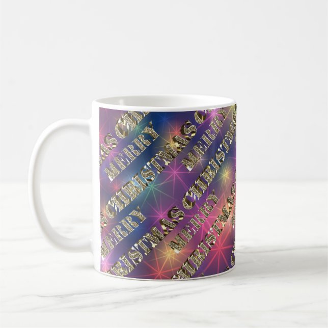 Frohe Weihnachten Elegant Gold Typografy Stars Kaffeetasse (Links)