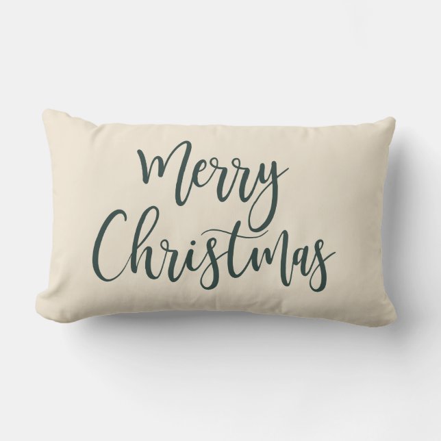 Frohe Weihnachten Elegant Modernes Skript Grün Lendenkissen (Vorderseite)