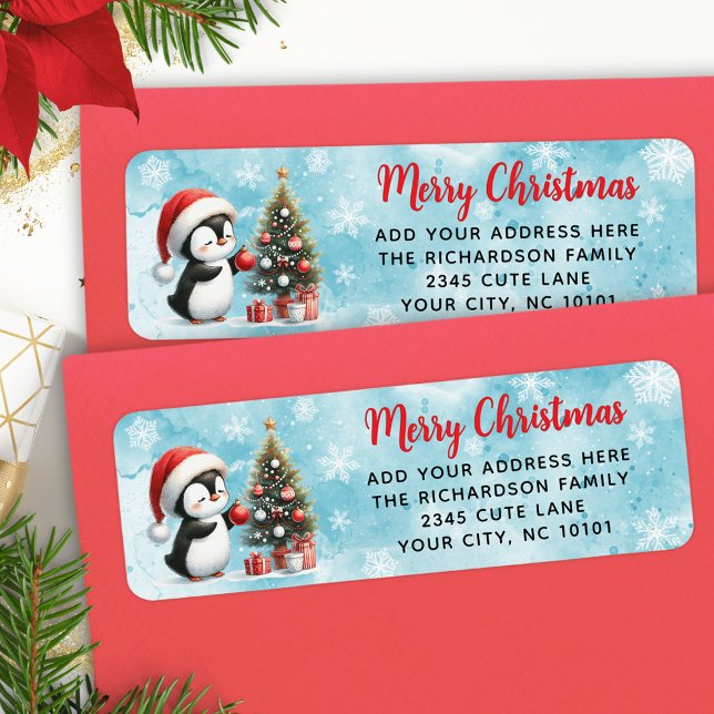 Frohe Weihnachten Elegant Niedlich Pinguin Red Blu (Von Creator hochgeladen)