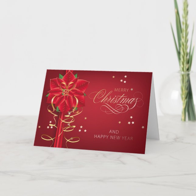 Frohe Weihnachten Elegant Red Poinsettia Blume (Vorderseite)