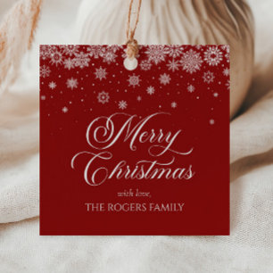 Frohe Weihnachten Elegant Rote Schneeflocke Winter Geschenkanhänger