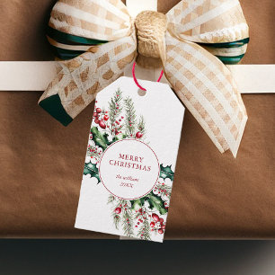 Frohe Weihnachten Elegant Rustikaler Urlaub Flora Geschenkanhänger