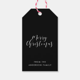 Frohe Weihnachten elegant schwarz und weiß Geschenkanhänger
