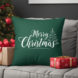 Frohe Weihnachten Elegant Script Typografy Green Kissen