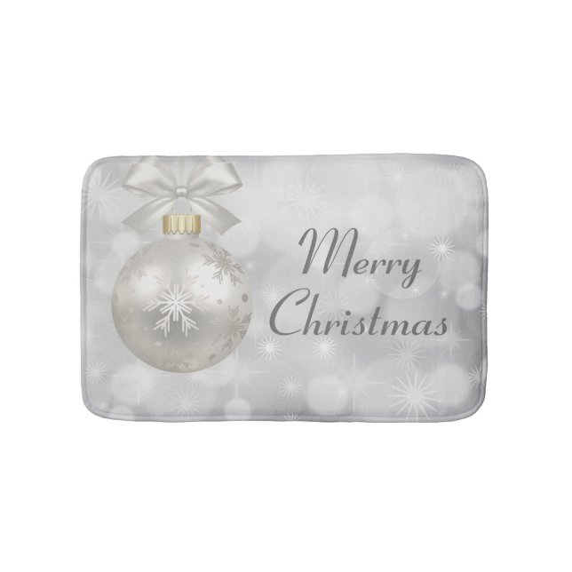 Frohe Weihnachten Elegant Silver Christmas Ball Badematte (Vorderseite)
