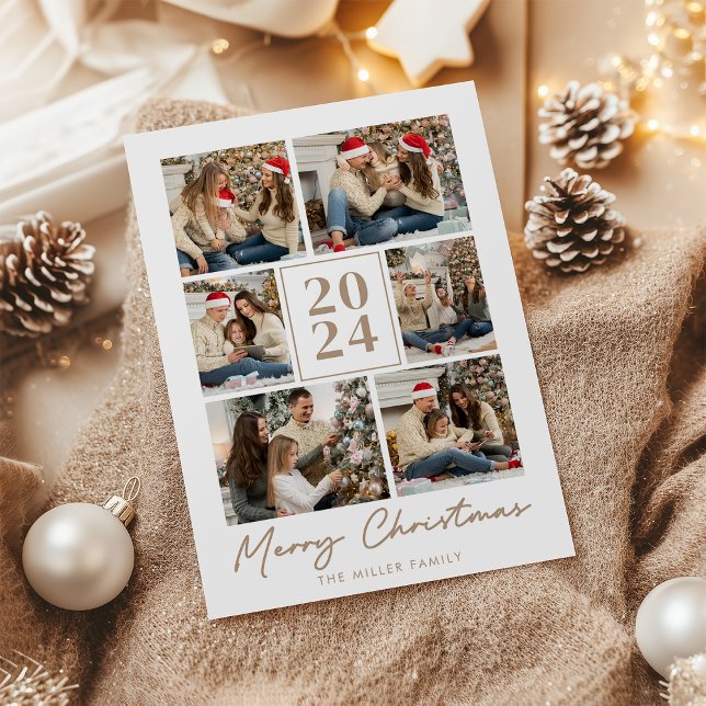 Frohe Weihnachten Elegante Beige Familie Foto Coll (Von Creator hochgeladen)