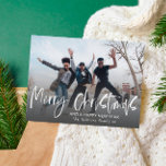 Frohe Weihnachten Elegante Calligraphy 1 Foto Holi Postkarte<br><div class="desc">Moderne und einfache Weihnachtsgrüßkarte. Stilvolle Frohe Weihnachtstexte sind weiß,  mit 1 Foto. Passen Sie Ihre Daten an.</div>
