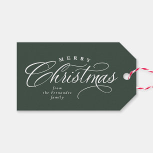 Frohe Weihnachten elegante Drehbuch grün Urlaub Geschenkanhänger