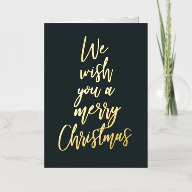 Frohe Weihnachten Elegante Green Gold Foil Card (Vorderseite)