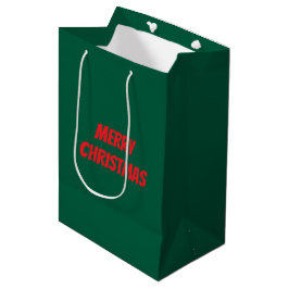 Frohe Weihnachten elegante grüne & rote personalis Mittlere Geschenktüte