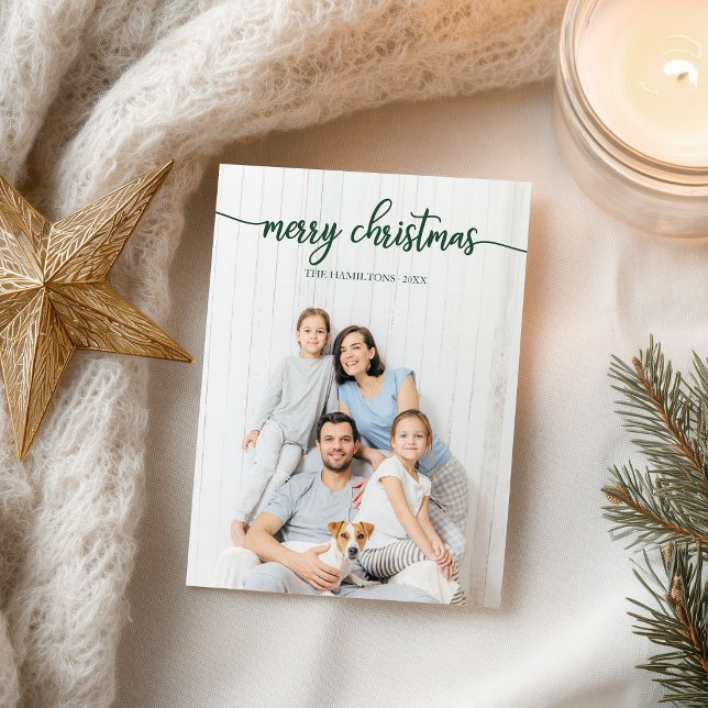 Frohe Weihnachten Elegante Grüne Schrift Einzigart Postkarte (Von Creator hochgeladen)