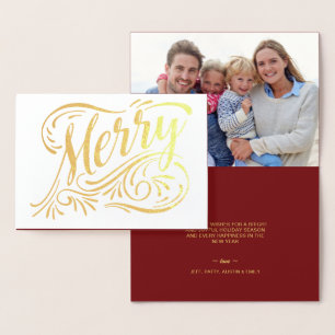 Frohe Weihnachten Elegante handgeschriebene Gold F Folienkarte