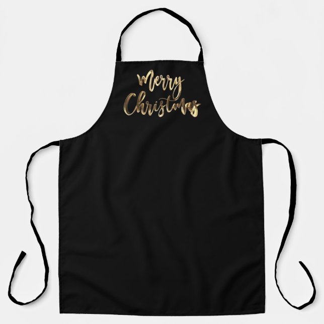 Frohe Weihnachten Elegante Imitate Gold Typografie Schürze (Vorderseite)