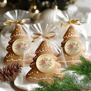 Frohe Weihnachten Elegante Imitats Gold Runder Aufkleber