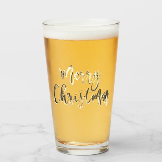 Frohe Weihnachten Elegante Imitats Gold Typografie Glas (Vorne (Gefüllt))