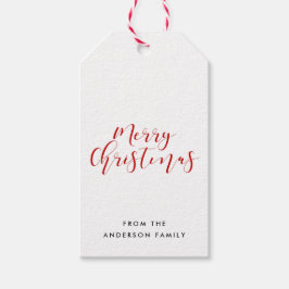 Frohe Weihnachten elegante rote Kalligraphie Geschenkanhänger