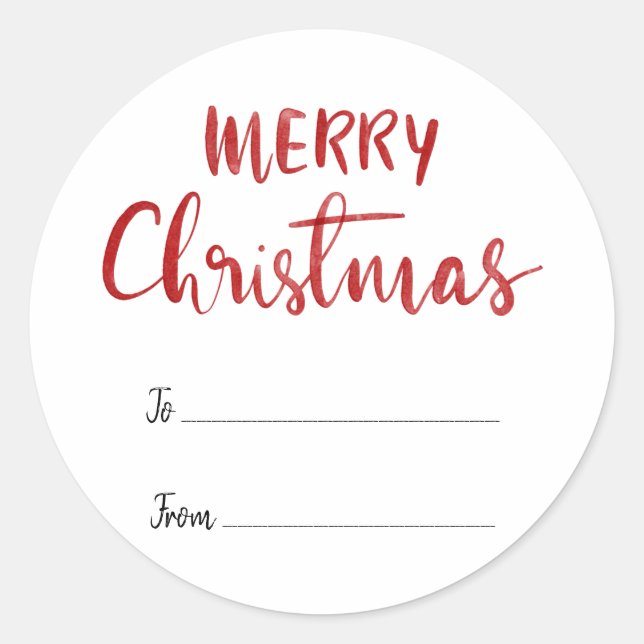 Frohe Weihnachten Elegante Rote Schrift | Geschenk Runder Aufkleber (Vorderseite)