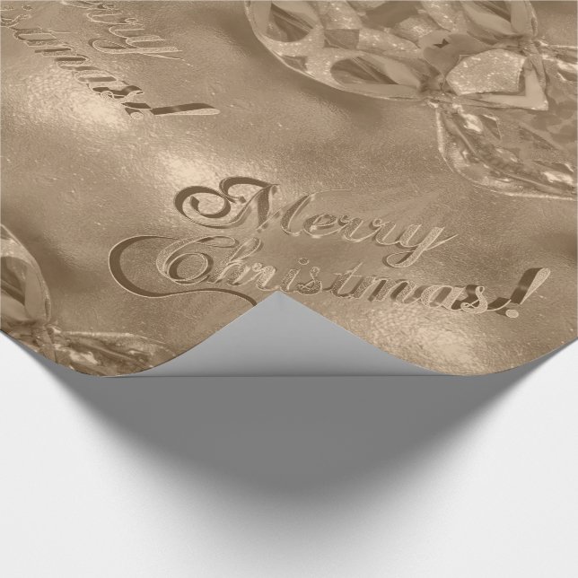 Frohe Weihnachten Elegante Script Copper Brown Geschenkpapier (Ecke)
