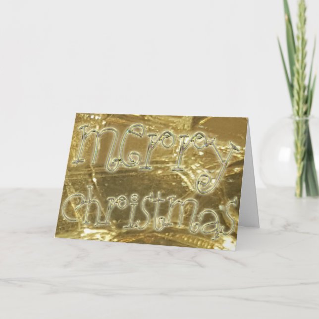 Frohe Weihnachten Elegante Typografie Gold Glitzer (Vorderseite)