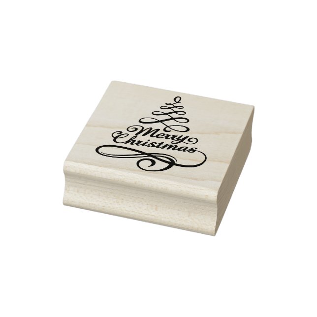 Frohe Weihnachten Elegante Winterferien Bäume Gummistempel (Stempel)