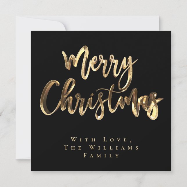 Frohe Weihnachten Eleganter Black and Gold Script  (Vorderseite)