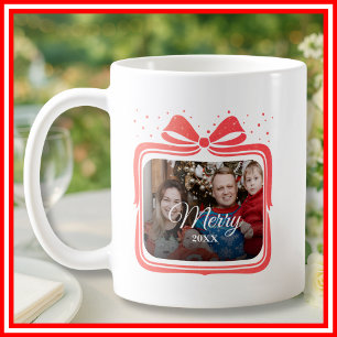 Frohe Weihnachten Eleganter Bogen Geschenk Foto Co Kaffeetasse