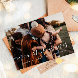 Frohe Weihnachten Eleganter Familienurlaub Foto Postkarte