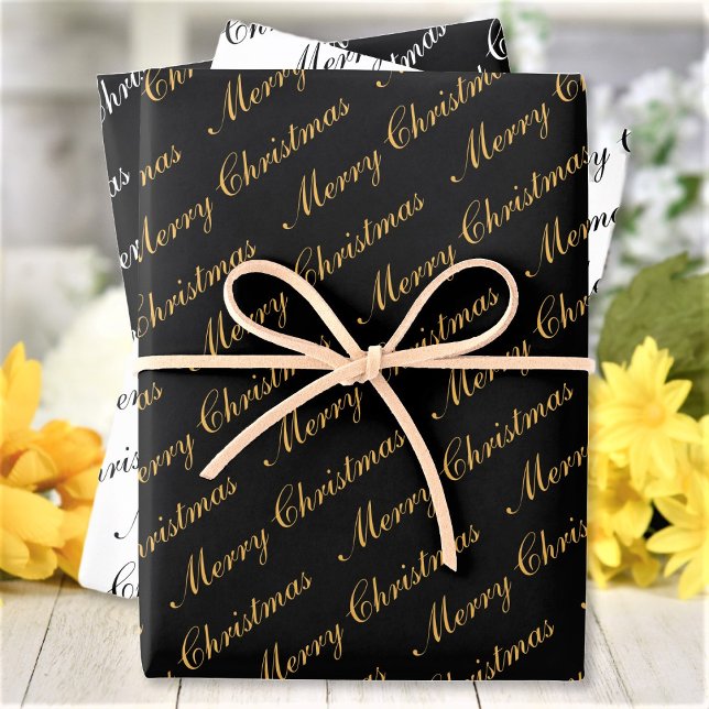 Frohe Weihnachten Eleganter Text Geschenkpapier Set (Von Creator hochgeladen)