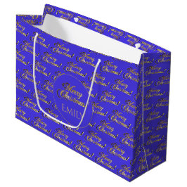 Frohe Weihnachten Elegantes Lila Gold Script Muste Große Geschenktüte