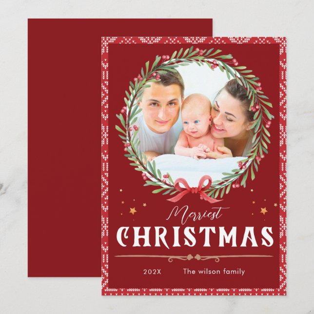 Frohe Weihnachten Elegantes Script Foto Weihnachte Einladung (Vorne/Hinten)