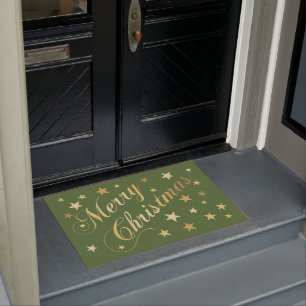 Frohe Weihnachten Elegantes Skript Goldene Sterne Fußmatte