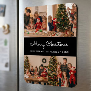 Frohe Weihnachten Elegantes Weiß Schrift 4 Foto Magnet