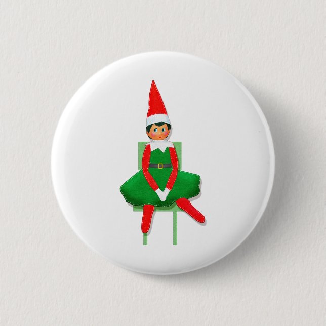 Frohe Weihnachten Elf auf dem Vorsitz Button (Vorderseite)
