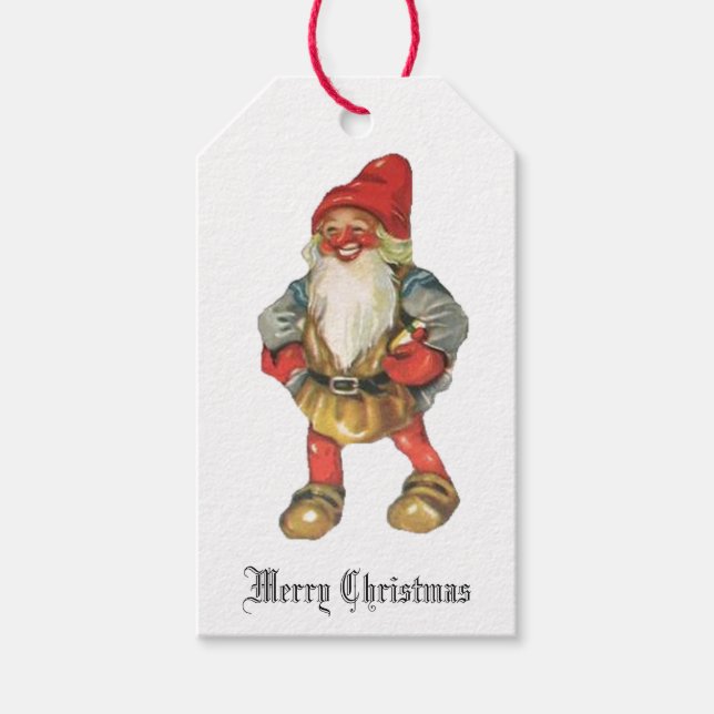 Frohe Weihnachten - Elf des Weihnachtsmanns Geschenkanhänger (Vorderseite)