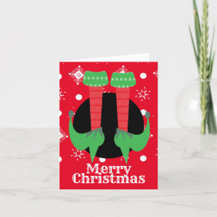 Frohe Weihnachten Elf Füße Absätze Schneeflocken Dankeskarte