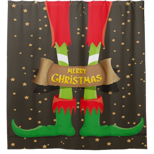 Frohe Weihnachten Elf Legs Duschvorhang (Vorderseite)
