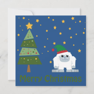 Frohe Weihnachten! Elf Yeti Weihnachtsszene Einladung