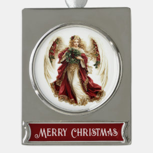 Frohe Weihnachten – Engel Banner-Ornament Silber