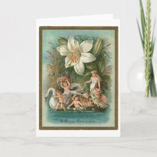Frohe Weihnachten, Engel und Fairies, Viktorianisc Karte