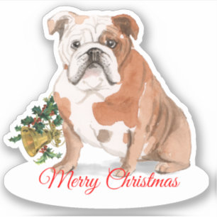 Frohe Weihnachten Englisch Bulldog Custom-Cut Viny Aufkleber