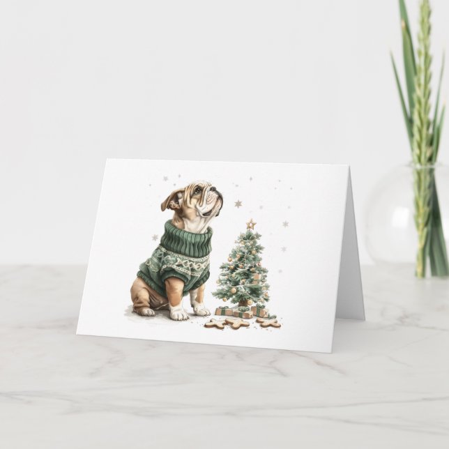 Frohe Weihnachten Englisch Bulldog Weihnachtsbaum (Vorderseite)