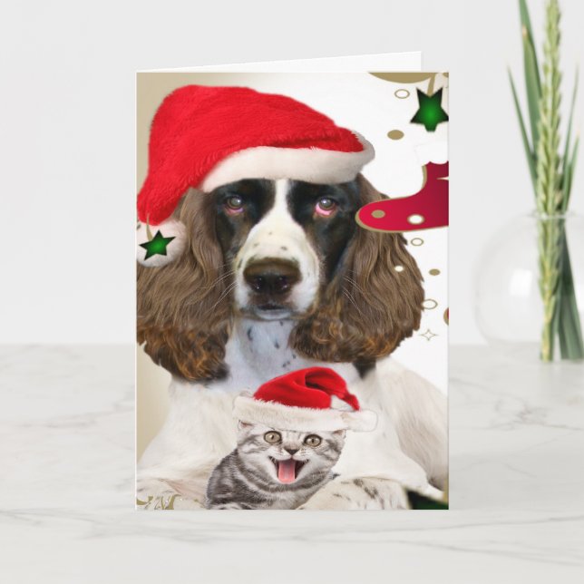 Frohe Weihnachten Englisch Springer Spanisch Cards (Vorderseite)