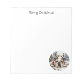 Frohe Weihnachten English Bulldog Reindeer Notizblock