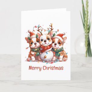 Frohe Weihnachten English Bulldog Reindeer Santa