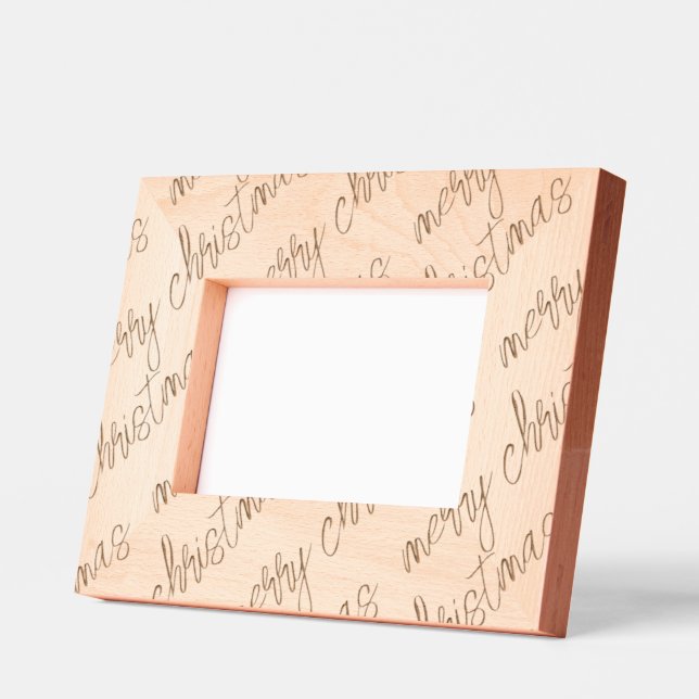 Frohe Weihnachten Etched Wood Typografie zeitlos Geätzte Rahmen (Links)