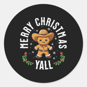 Frohe Weihnachten Euch alle Lebkuchen Cowboy Grüß Runder Aufkleber