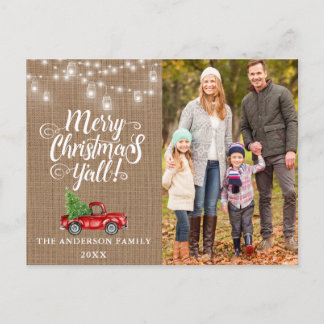 Frohe Weihnachten Euch allen Foto Lichter Jute Tr Postkarte