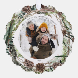 Frohe Weihnachten Eukalyptus Winter Foto Wreath Ornament Karte