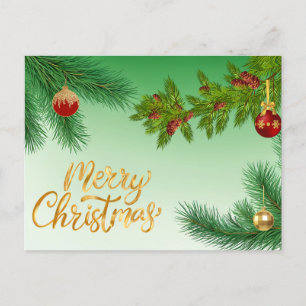 Frohe Weihnachten Evergreen Branches mit Ornamente